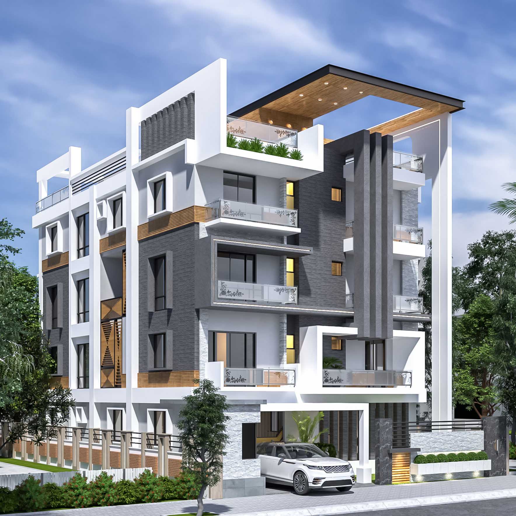 Architecture-Residential-Modern-Duplex-Multi-Story-Interior-Design-Exterior-View-Urban-Living-Contem